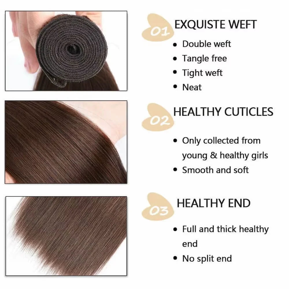 #4 Chocolate Brown Straight Bundles Brazilian Human Hair Extensions Dark Brown Straight Bundles 30 32 Inch Brown Human Hair
