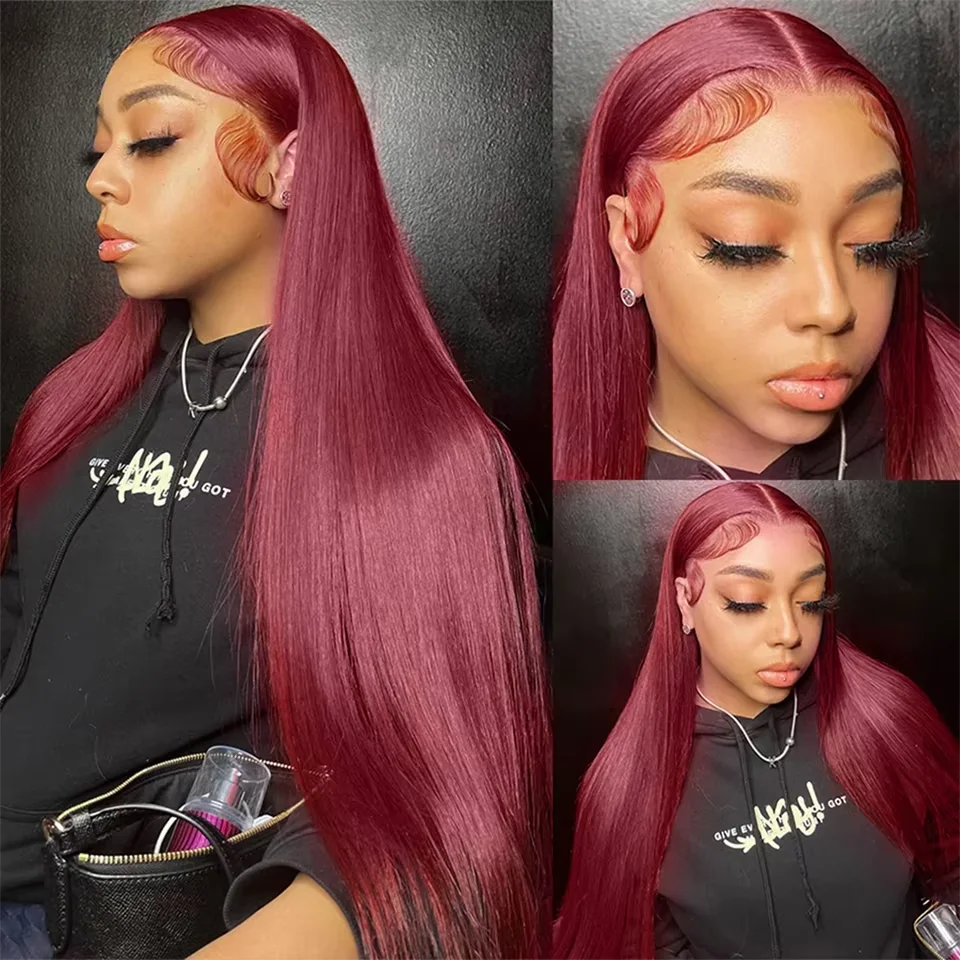 Wine Red #99J Remy Human Hair Weave 16-28 inch Long Silky Straight Unprocessed Virgin Brazilian Hair Weft Extensions for Women