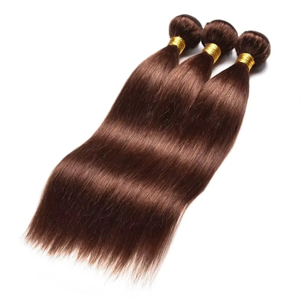 #4 Chocolate Brown Straight Bundles Brazilian Human Hair Extensions Dark Brown Straight Bundles 30 32 Inch Brown Human Hair