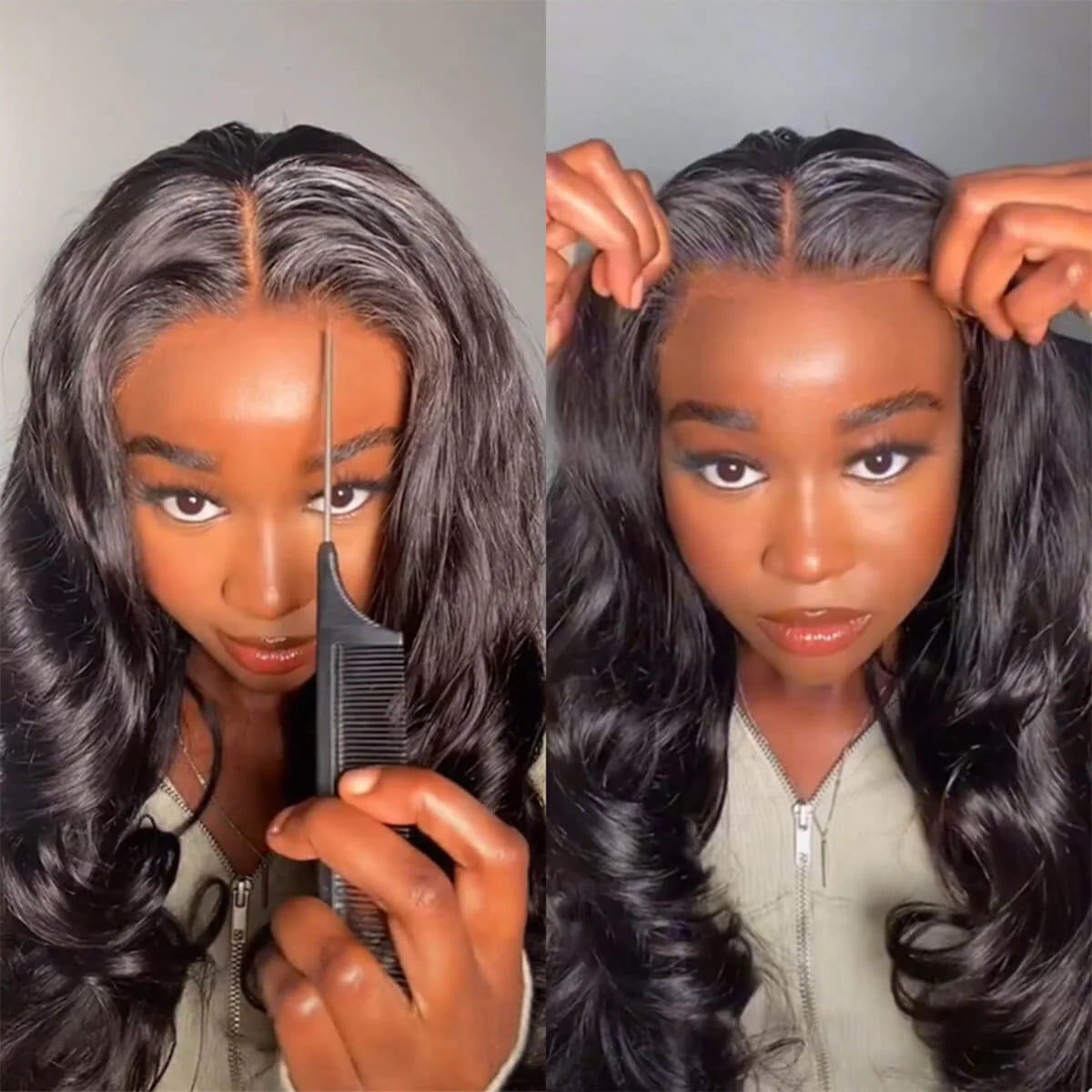 5x5 Wear and Go Glueless Wigs Human Hair 250% Density Body Wave Lace Front Wigs Human Hair Pre Cut 5x5 HD Lace Closure Wigs #1B
