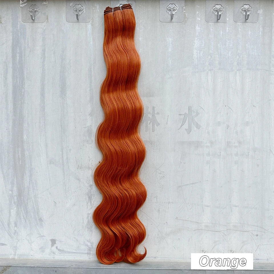 30Inches Red Burgundy High Temperature Soft Sliver White 613 Natural Fiber Hair Extensions GREY Bio Body Wave Hair Weave Bundles