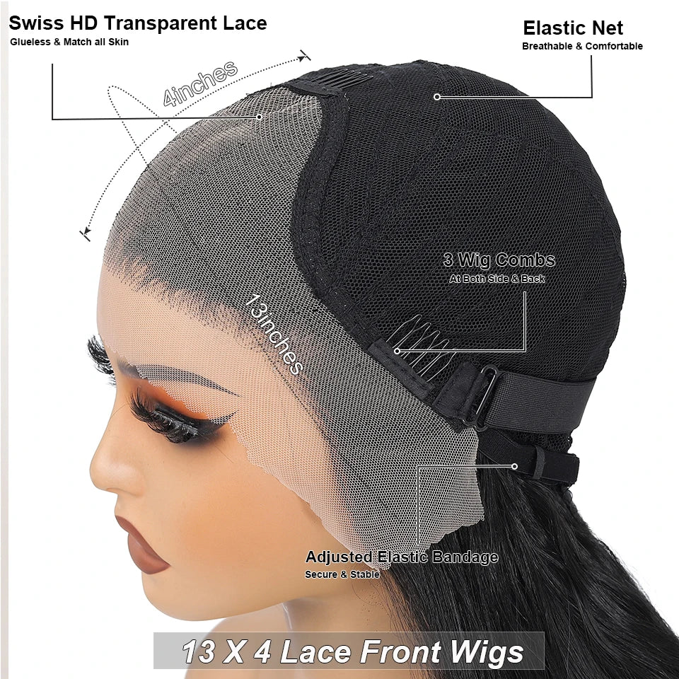 Magicae 13X4 Body Wave Lace Frontal Wigs 30inch Ombre Brown Blond 613# Bio Synthetic Heat Resistant Transparent Frontal Wigs