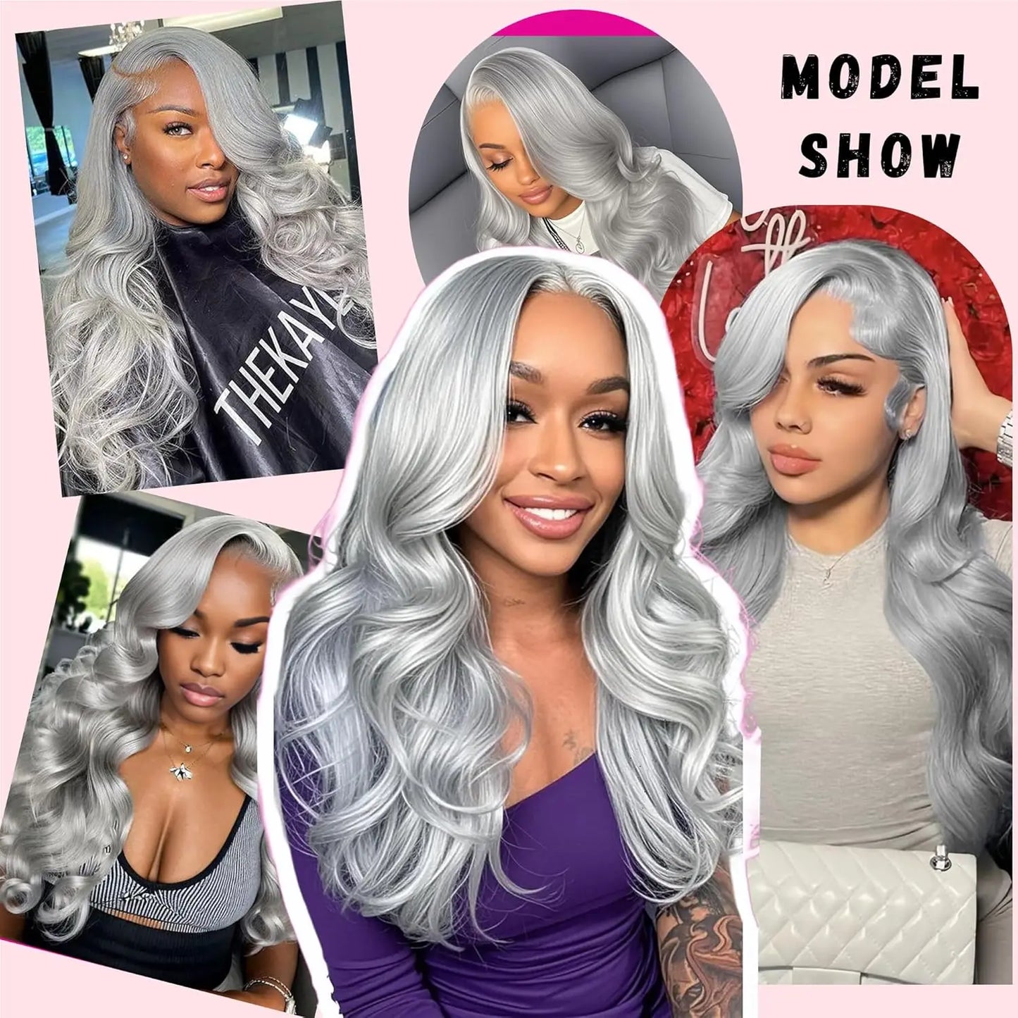 250 Density Silver Grey Human Hair Wigs Preplucked Grely 13X4 HD Transparent Lace Front Wig 613 Blonde Colored Lace Frontal Wig