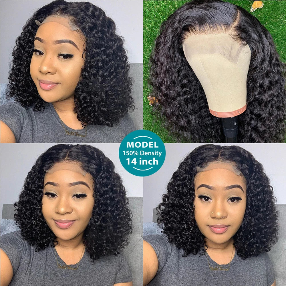 Glueless Curly Bob Wigs Human Hair Pre Cut Short Bob Wigs Pixie Cut Kinky Curly Lace Front Human Hair Wigs Lace Frontal Wig