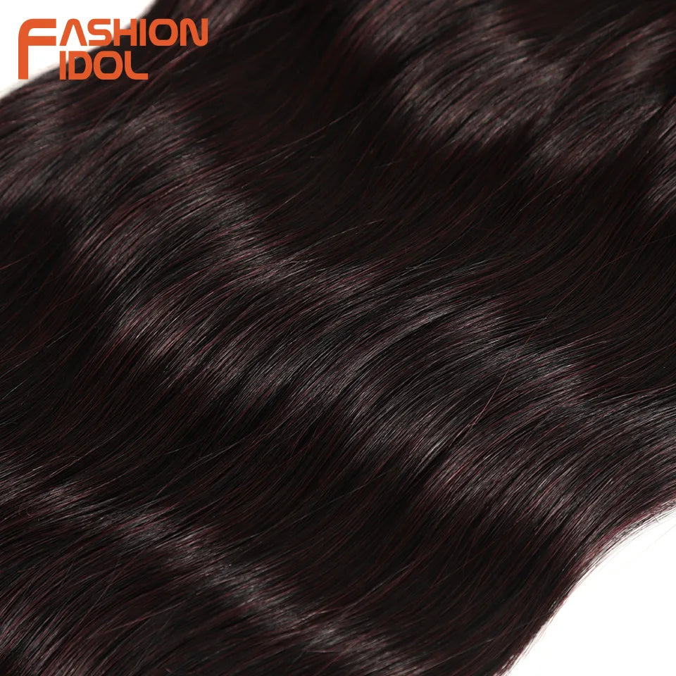 FASHION IDOL Water Wave Hair Bundles Synthetic Hair Extensions Ombre Blonde Hair Weave Bundles 6pcs 20" High Temperature Fiber