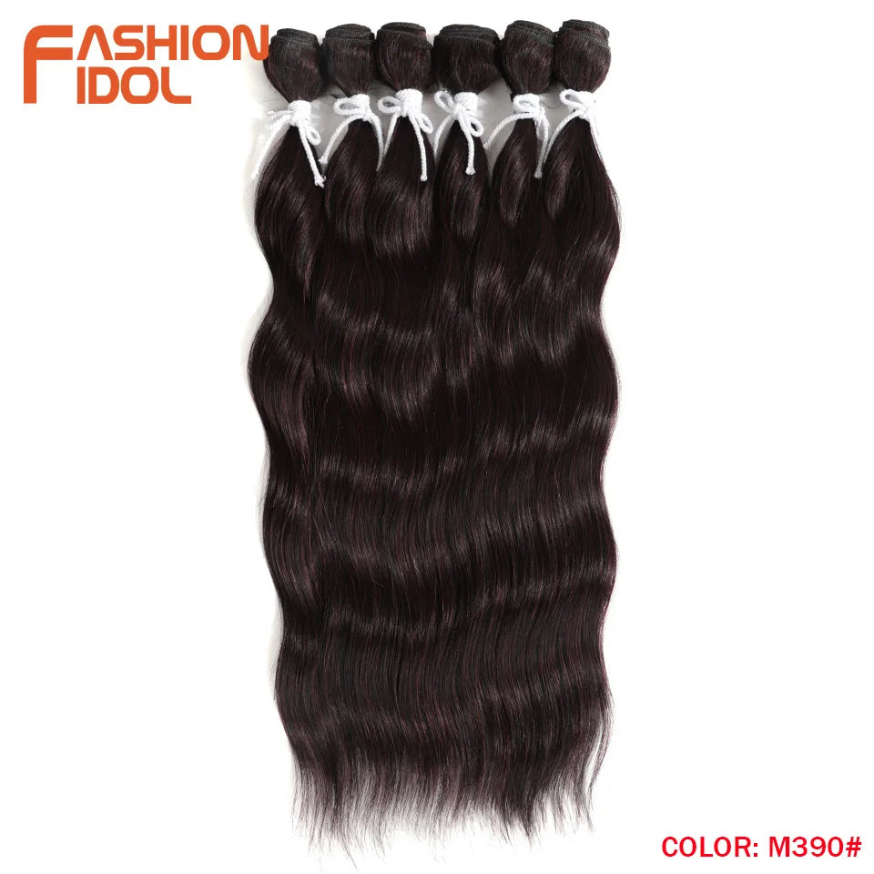 FASHION IDOL Water Wave Hair Bundles Synthetic Hair Extensions Ombre Blonde Hair Weave Bundles 6pcs 20" High Temperature Fiber