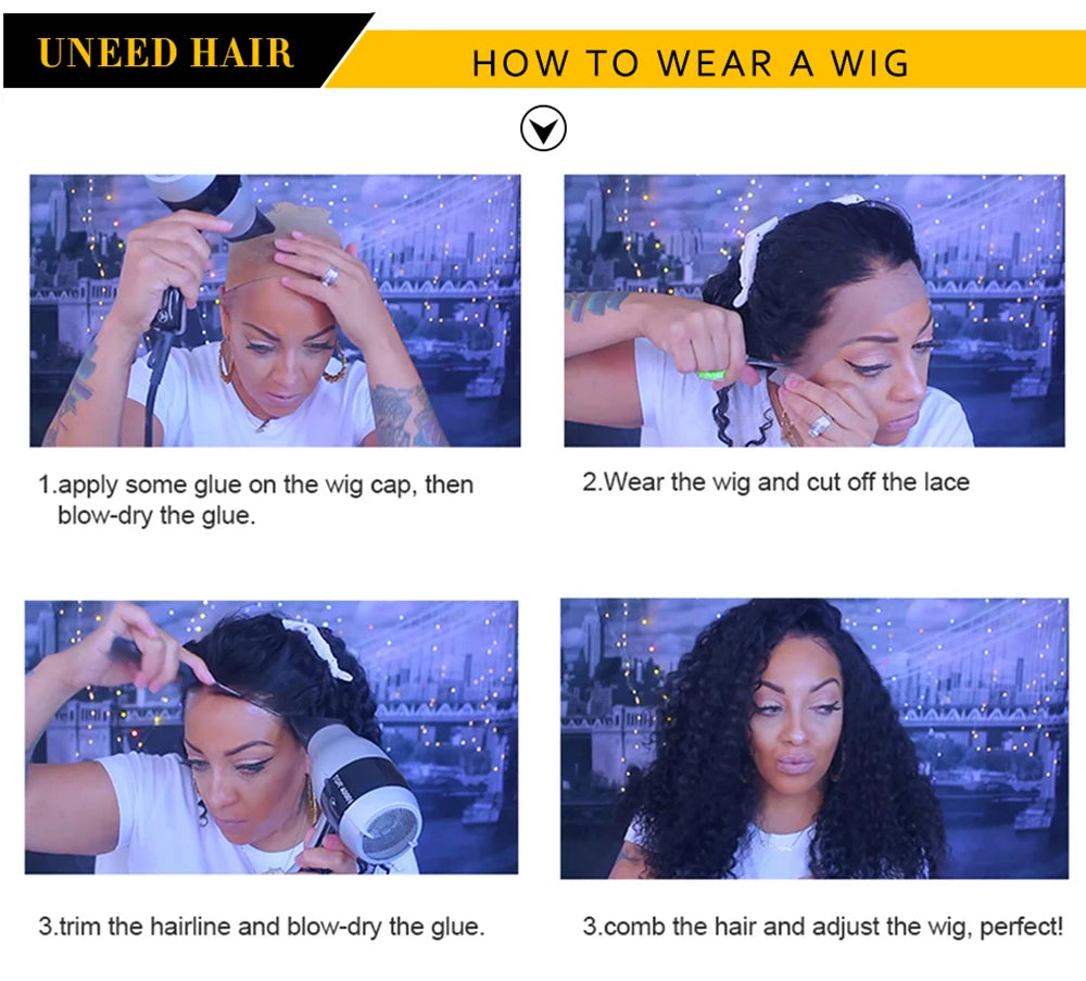 Mongolian Kinky Curly Wig Human Hair 13x4 Curly Lace Front Human Hair Wigs Kinky Curly Lace Closure Wig For Women 180 Density