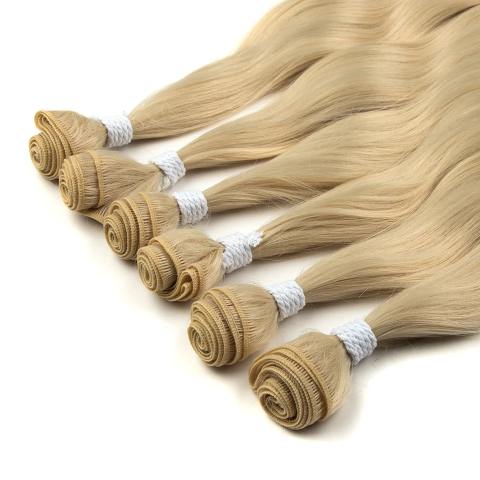 FASHION IDOL Water Wave Hair Bundles Synthetic Hair Extensions Ombre Blonde Hair Weave Bundles 6pcs 20" High Temperature Fiber