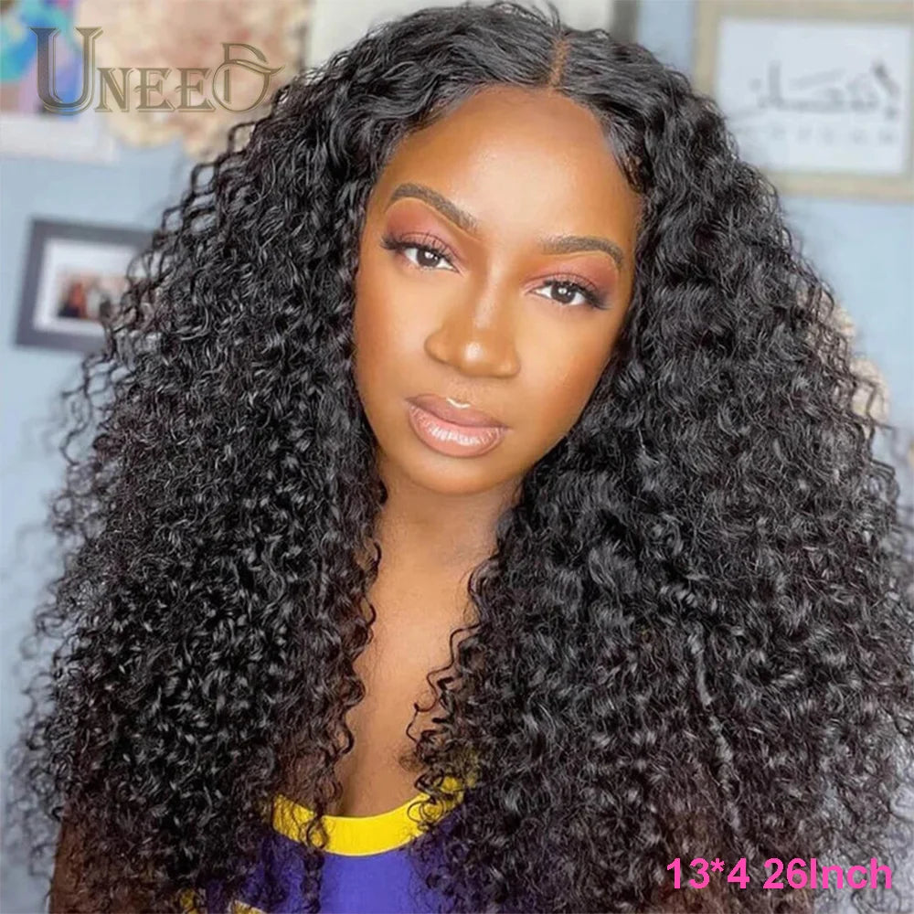 Mongolian Kinky Curly Wig Human Hair 13x4 Curly Lace Front Human Hair Wigs Kinky Curly Lace Closure Wig For Women 180 Density