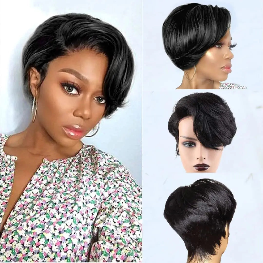 Pixie Cut 13x4 Transparent Lace Front Wigs For Women Short Bob Wig Brazilian Straight hd Lace Frontal Human Hair Wig 200 Density