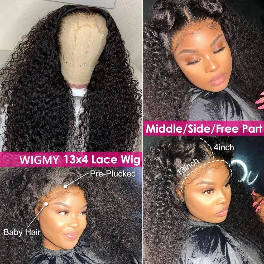 Mongolian Kinky Curly Wig Human Hair 13x4 Curly Lace Front Human Hair Wigs Kinky Curly Lace Closure Wig For Women 180 Density