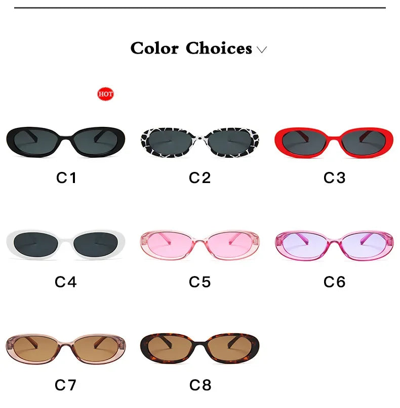 Vintage Oval Sunglasses Women Luxury Brand Designer Small Oval Sun Glasses Retro Black Red Glasses ladies Goggle