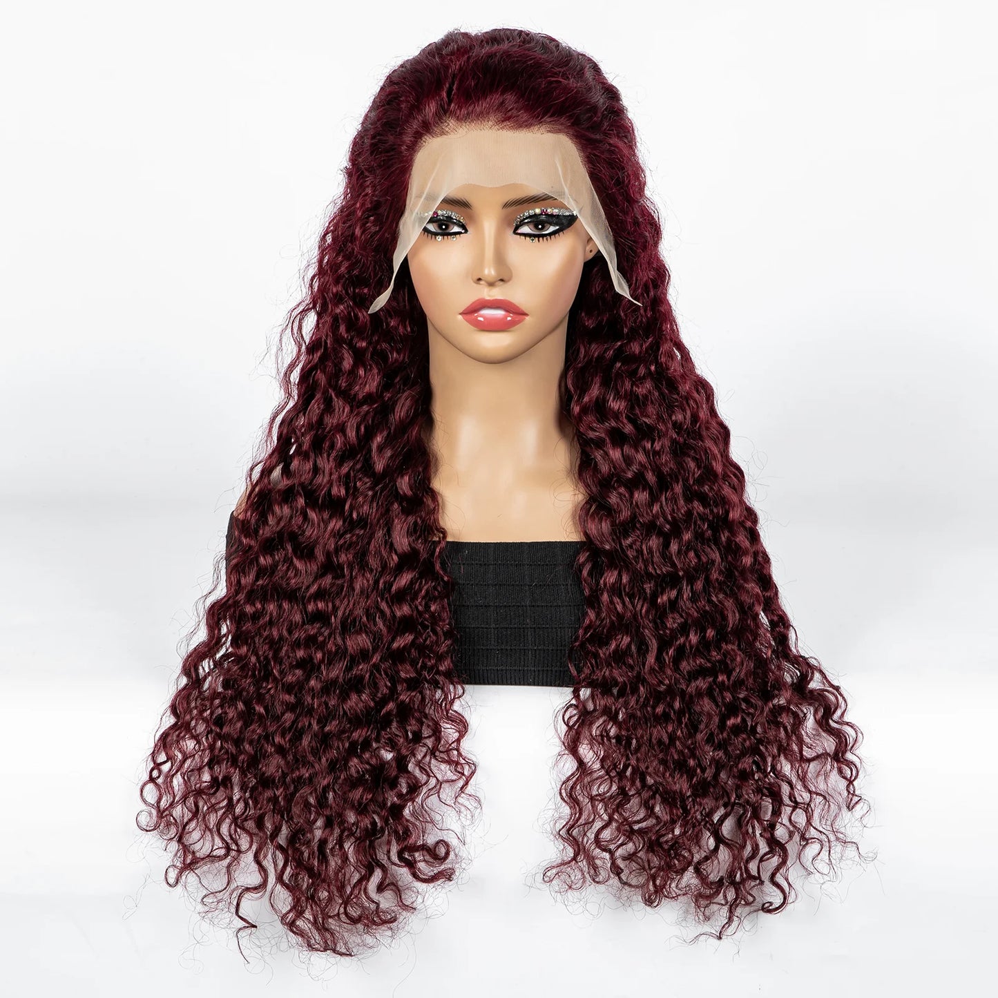 300% Density Ombre 30 Inches Water Wave Wavy Curly Human Hair Wigs 13x4 Transparent Lace Frontal Human Hair Wig for Women