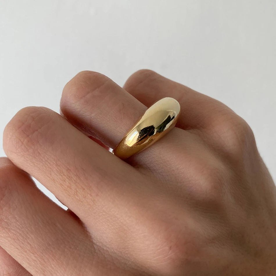 COLALA Waterproof Fashion Simple Stainless Steel Rings for Women Arc Rings Jewellery No fading Geometric Ring Size 5 6 7 8