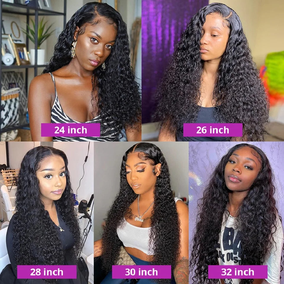 13x4 Lace Front Wig 10-34 Water Wave Lace Closure Wig Glueless Wig Human Hair Easy To Wear Curly HumanHair Wigs For Black Women