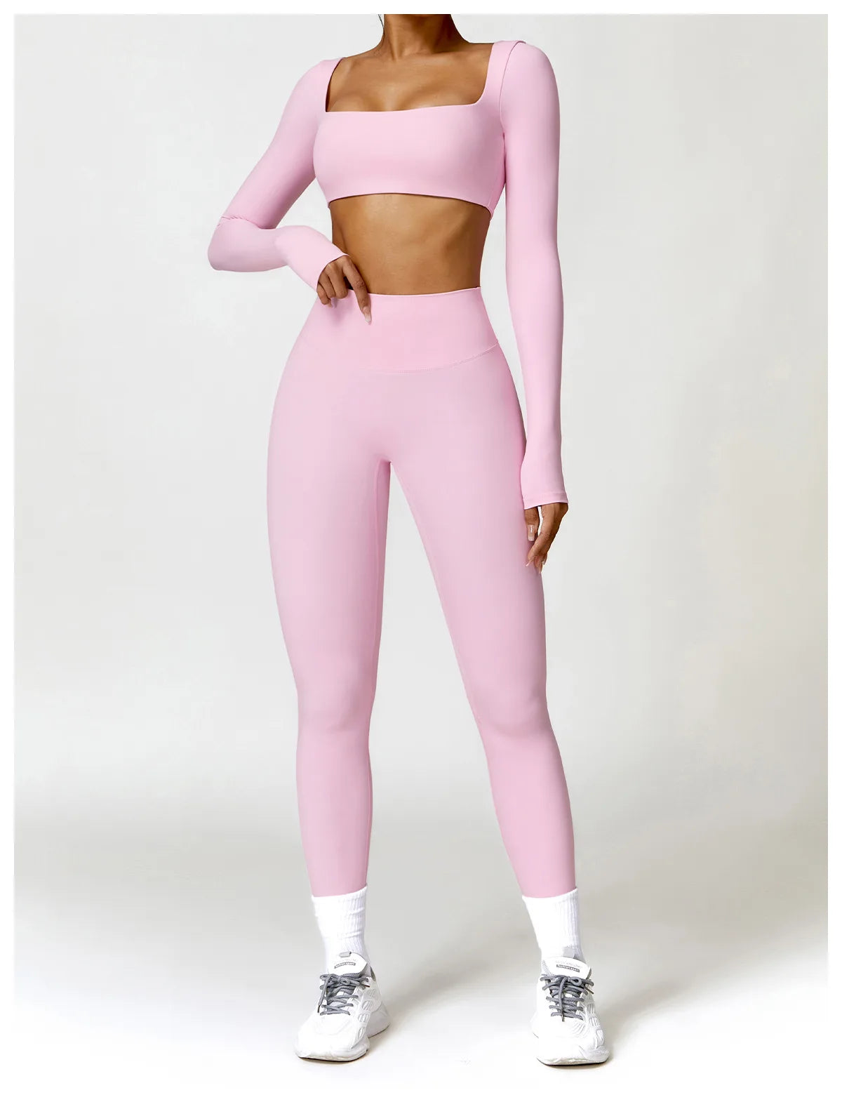 2PCS Yoga Set Women Gym Long Sleeve Sports Suits Fitness Bra Crop Top Workout Clothes Female Athletic Wear Legging Sportswear