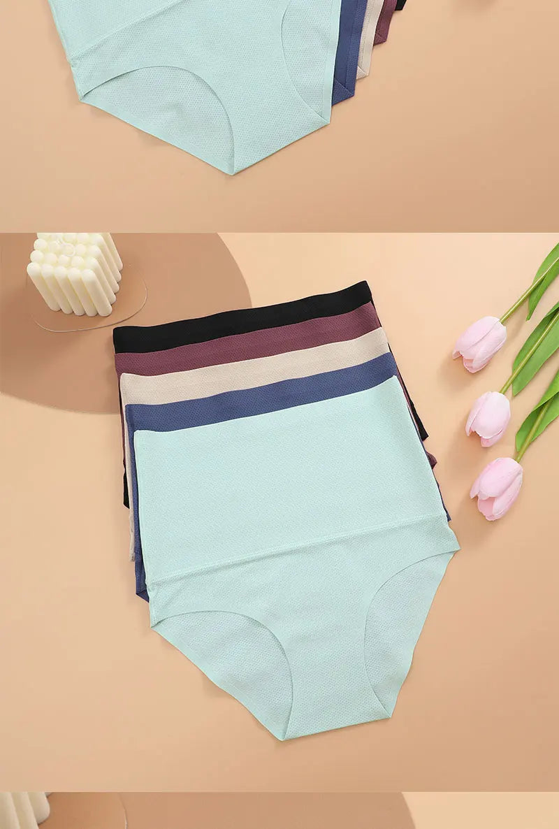 FINETOO Plus Size Breathable Underwear Seamless High Waist Panties Women's Abdomen Hip Lift Briefs Body Shaping Lingerie Pants