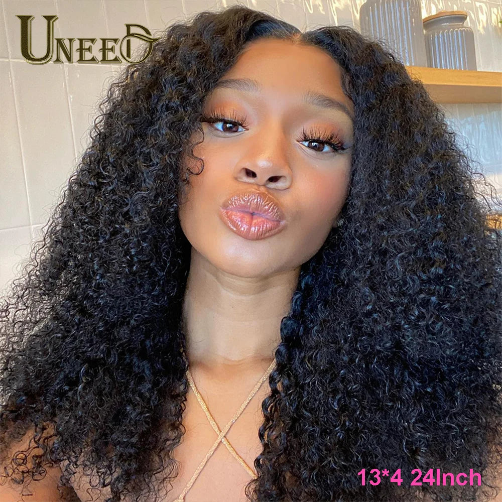 Mongolian Kinky Curly Wig Human Hair 13x4 Curly Lace Front Human Hair Wigs Kinky Curly Lace Closure Wig For Women 180 Density