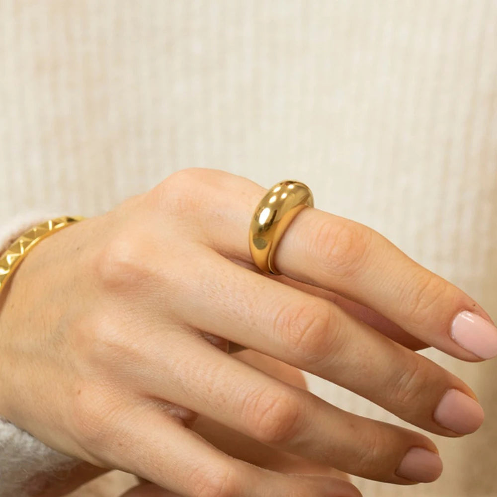 COLALA Waterproof Fashion Simple Stainless Steel Rings for Women Arc Rings Jewellery No fading Geometric Ring Size 5 6 7 8