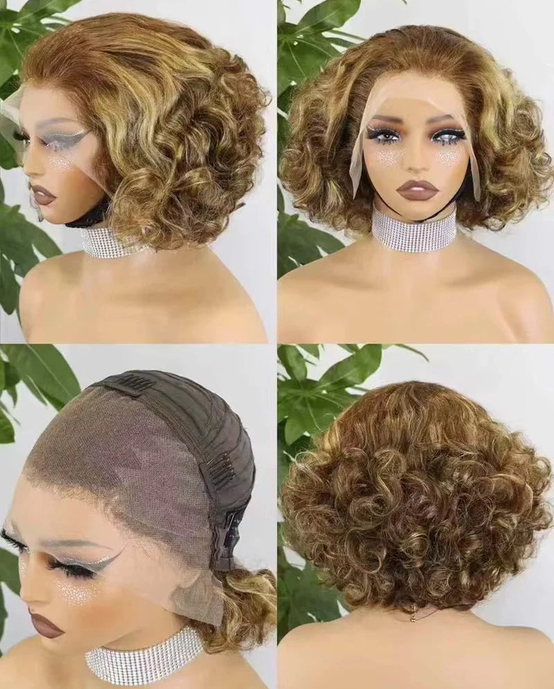 12A Raw Donor Human Hair Wigs 13x4 HD Lace Frontal 250% Density Unprocessed Vietnamese Double Drown Bouncy Wave Lace Frontal Wig