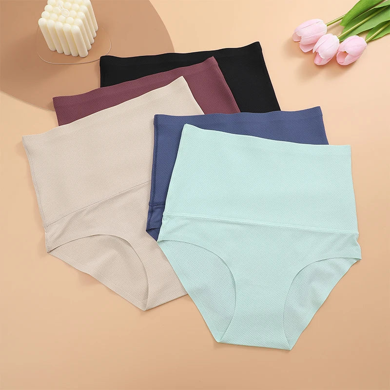 FINETOO Plus Size Breathable Underwear Seamless High Waist Panties Women's Abdomen Hip Lift Briefs Body Shaping Lingerie Pants