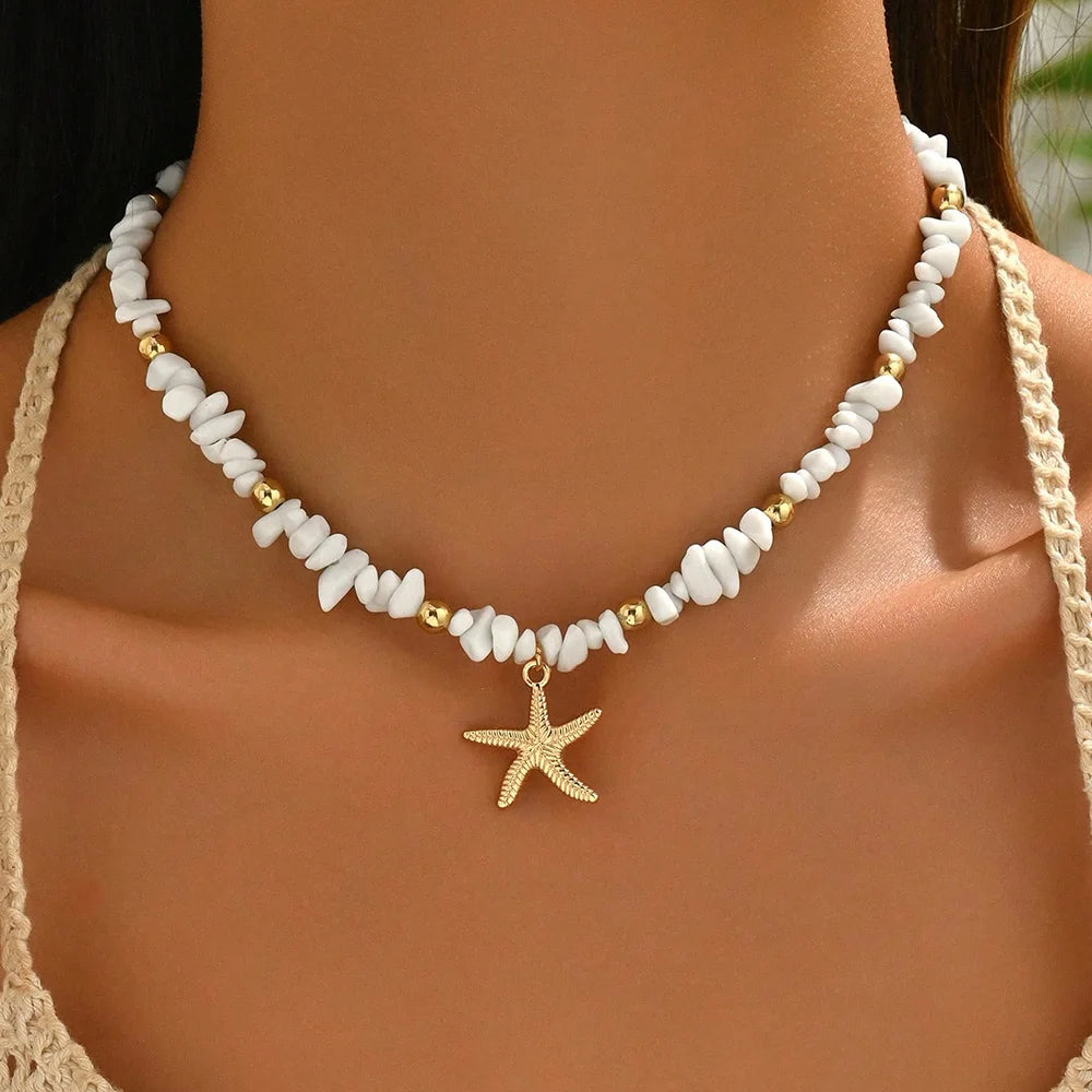 Fashionable Natural Seashell Beaded Necklace Shell Pendant Ocean Inspired Jewelry Choker Suitable For Women Holiday Party Daily