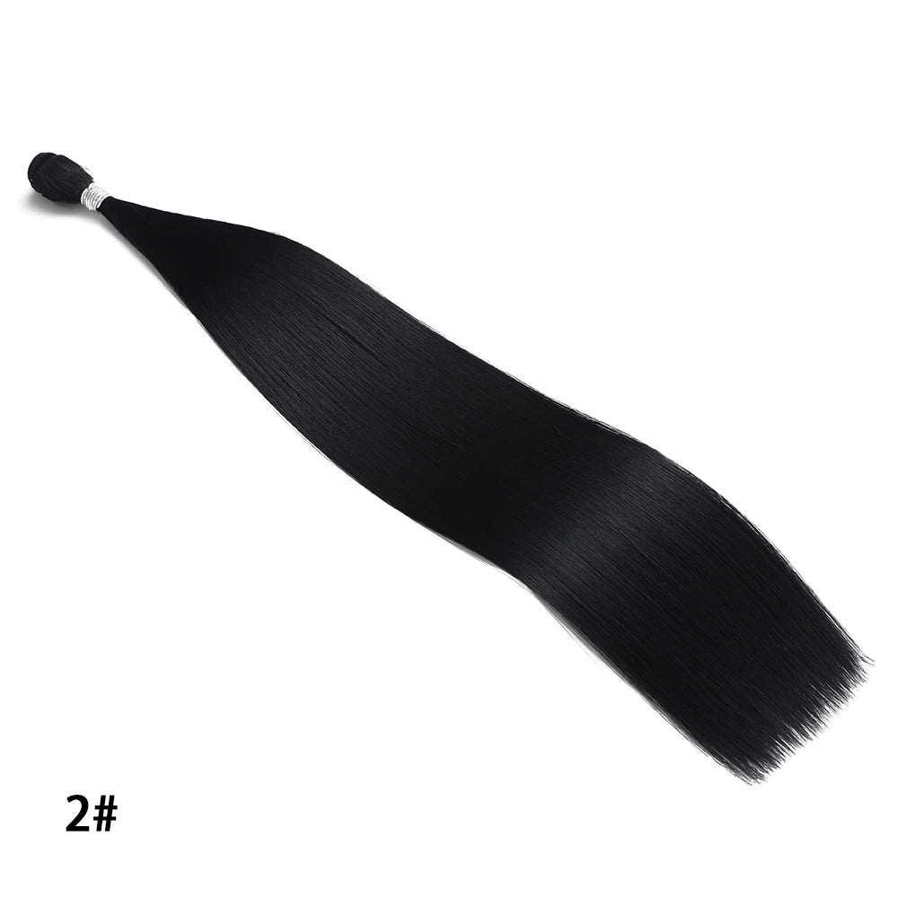 Synthetic Dark Brown Bundles Straight Hair Extensions Bundles Hair 22/26/30 Inches for Women Long Weave Hair Gold Heat Resistant