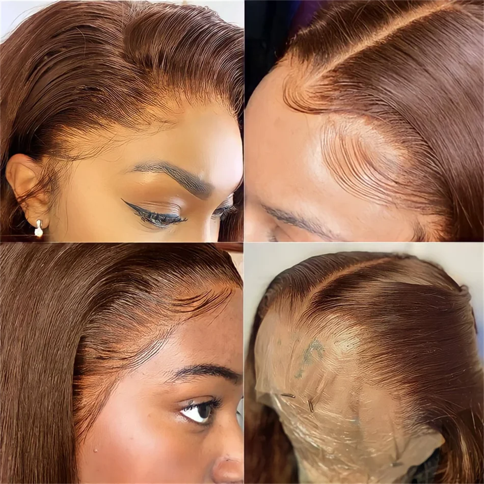 13x4 Chocolate Brown Lace Front Human Hair Wigs For Women 13x6 Transparent Straight Lace Frontal Wigs Colored Human Hair Wigs