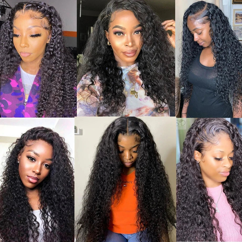 Kinky Curly Human Hair Wigs Deep Wave 13x6 HD Lace Frontal Wig Black Brazilian 13x4 HD Lace Front 100% Human Hair Wigs For Women