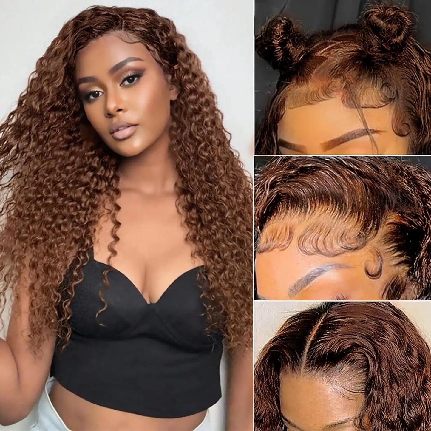 Curly wigs Transparent Lace Front Wig Chocolate Brown 13x4 13x6 Brazilian Deep Wave Frontal Human Hair Wig for Women Pre Plucked