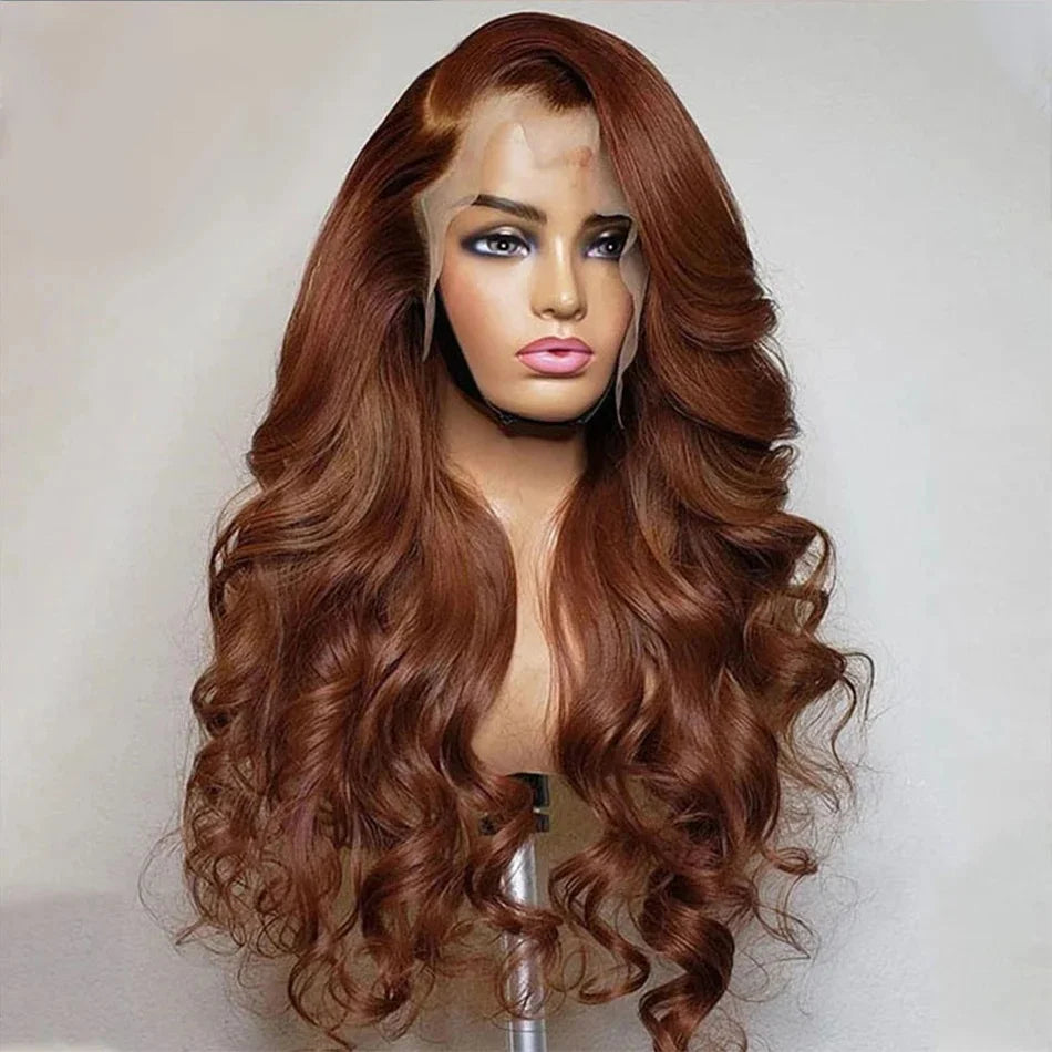 Body Wave Colored Chocolate Brown Human Hair Pre Plucked 4×4 Closure Wig 100% Human Hair Wig HD Swiss Lace 13×4 Front Lace Wig