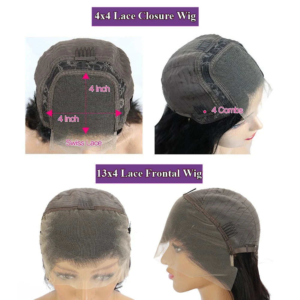 200% Density Body Wave Bob Wigs 4x4 13x4 HD Transparent Lace Front Wig Human Hair Pre Plucked Lace Closure Wigs For Black Women
