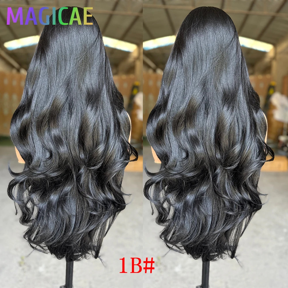 Magicae 13X4 Body Wave Lace Frontal Wigs 30inch Ombre Brown Blond 613# Bio Synthetic Heat Resistant Transparent Frontal Wigs