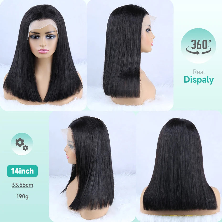 250 Density Raw Hair Vietnamese Bone Straight Bob Wig 100 Human Hair 13x6 Hd Lace Frontal Wig 13x4 Lace Front Human Hair Wig 12A