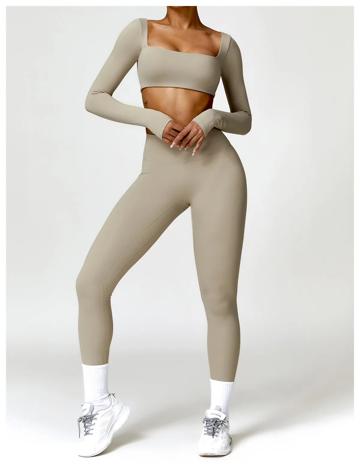 2PCS Yoga Set Women Gym Long Sleeve Sports Suits Fitness Bra Crop Top Workout Clothes Female Athletic Wear Legging Sportswear