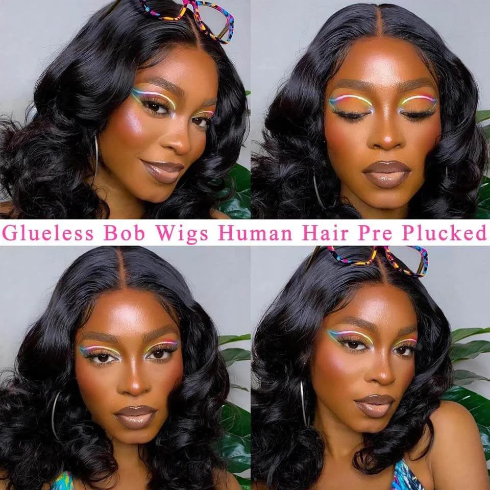 Body Wave Lace Frontal Wigs 13x4 HD Transparent Lace Front Human Hair Wigs For Women Short Bob Wigs Wear and Go Glueless Wigs