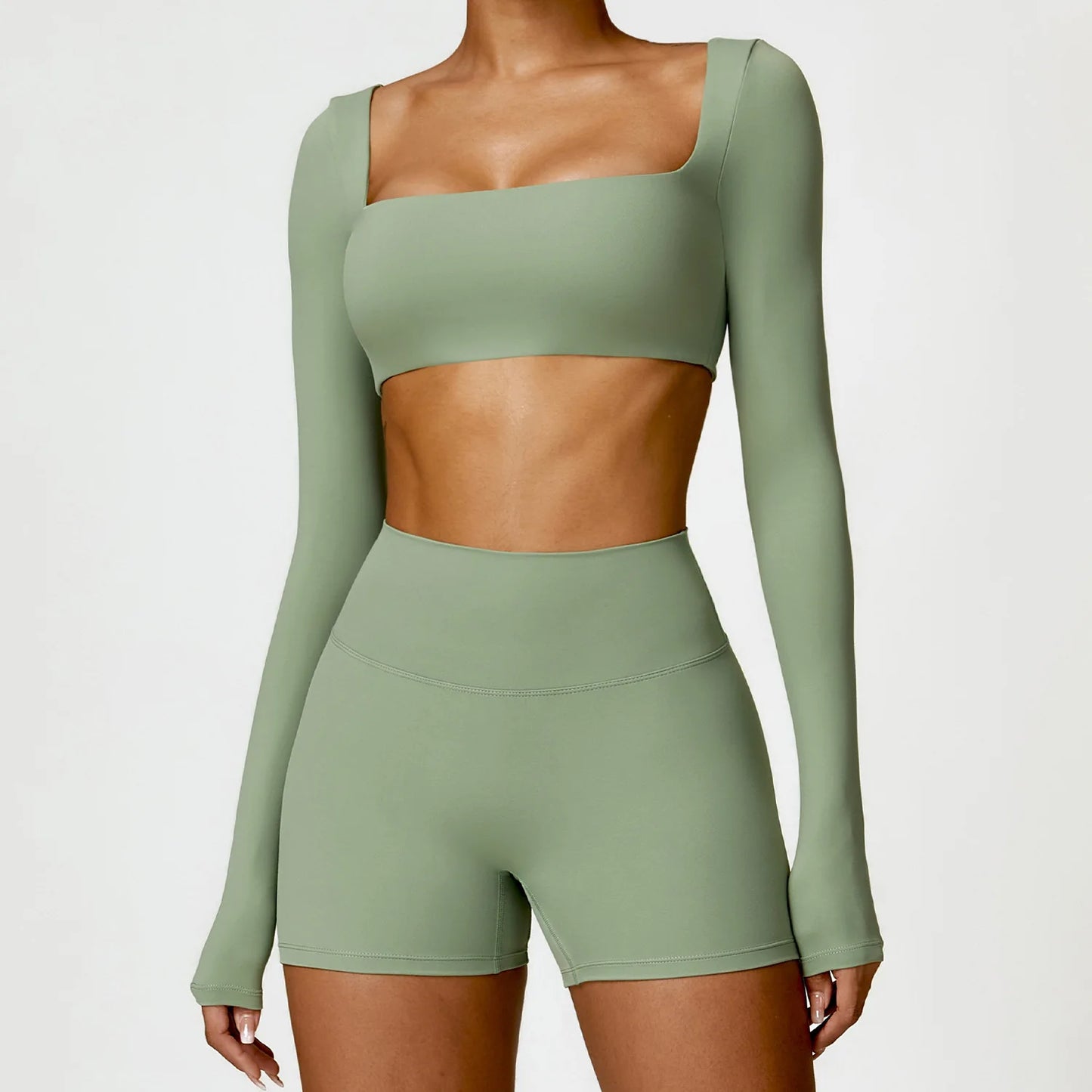 2PCS Yoga Set Women Gym Long Sleeve Sports Suits Fitness Bra Crop Top Workout Clothes Female Athletic Wear Legging Sportswear