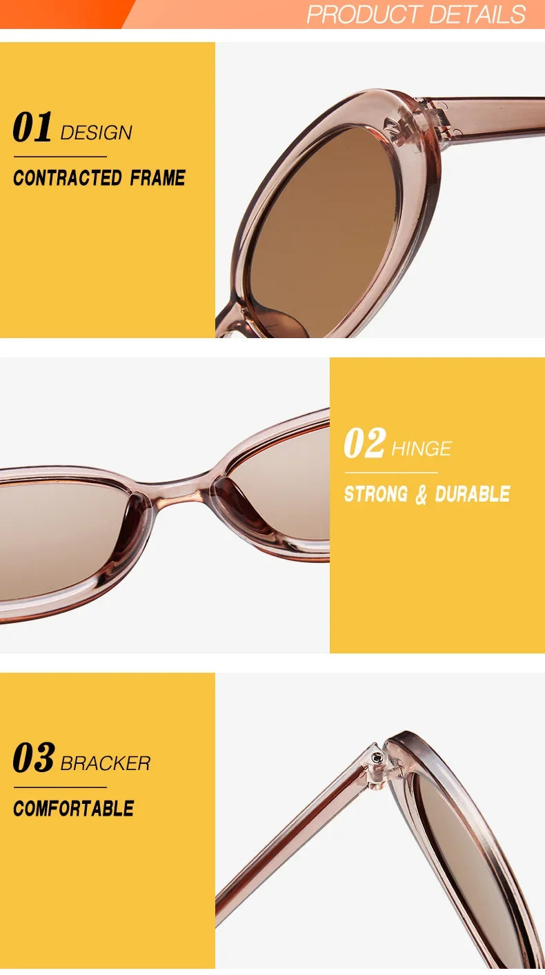 Vintage Oval Sunglasses Women Luxury Brand Designer Small Oval Sun Glasses Retro Black Red Glasses ladies Goggle