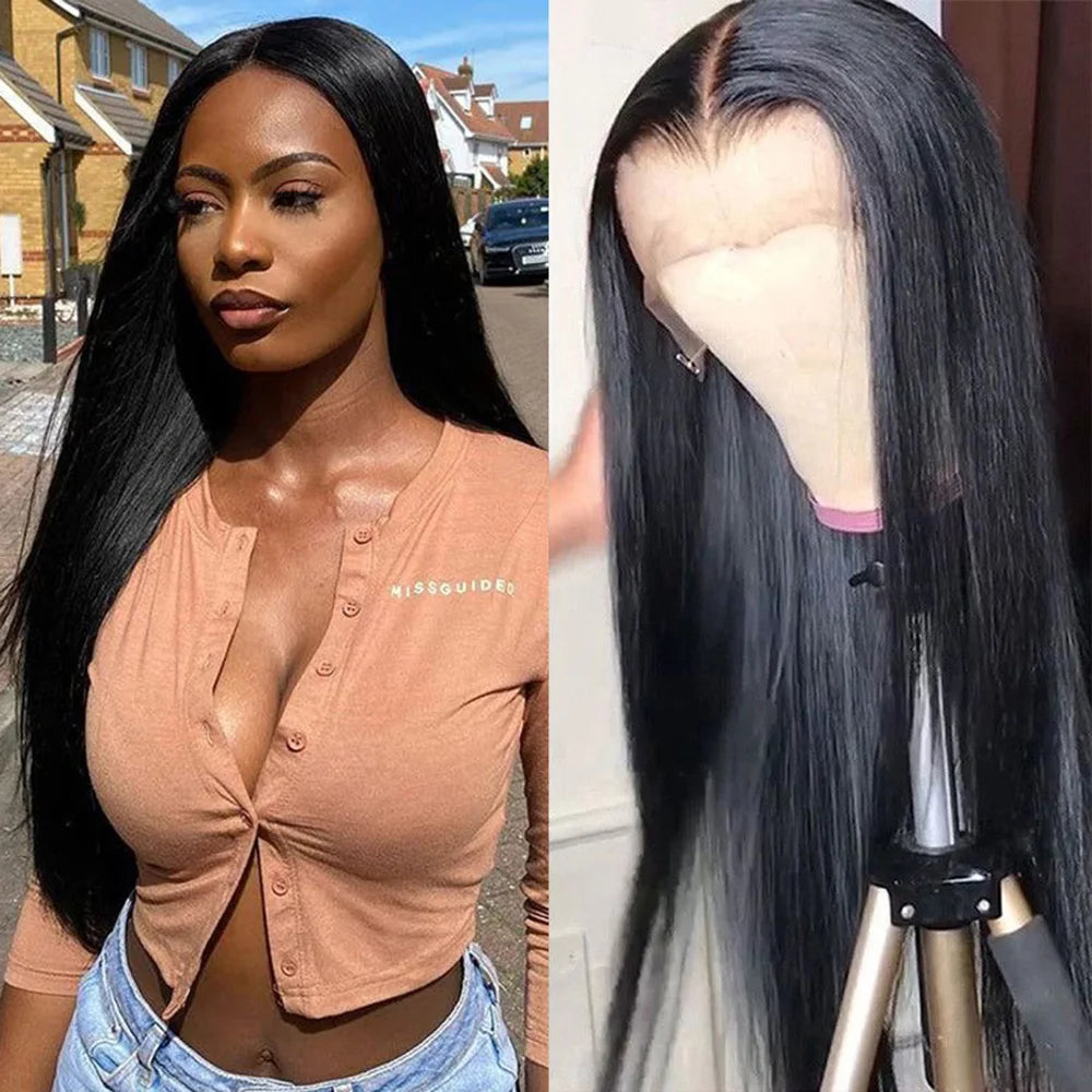 #60 Platinum Blonde Wig Synthetic Lace Front Wigs For Women Long Silky Straight Wig Lace Hair Grey Blue Pink Wig Frontal Cosplay