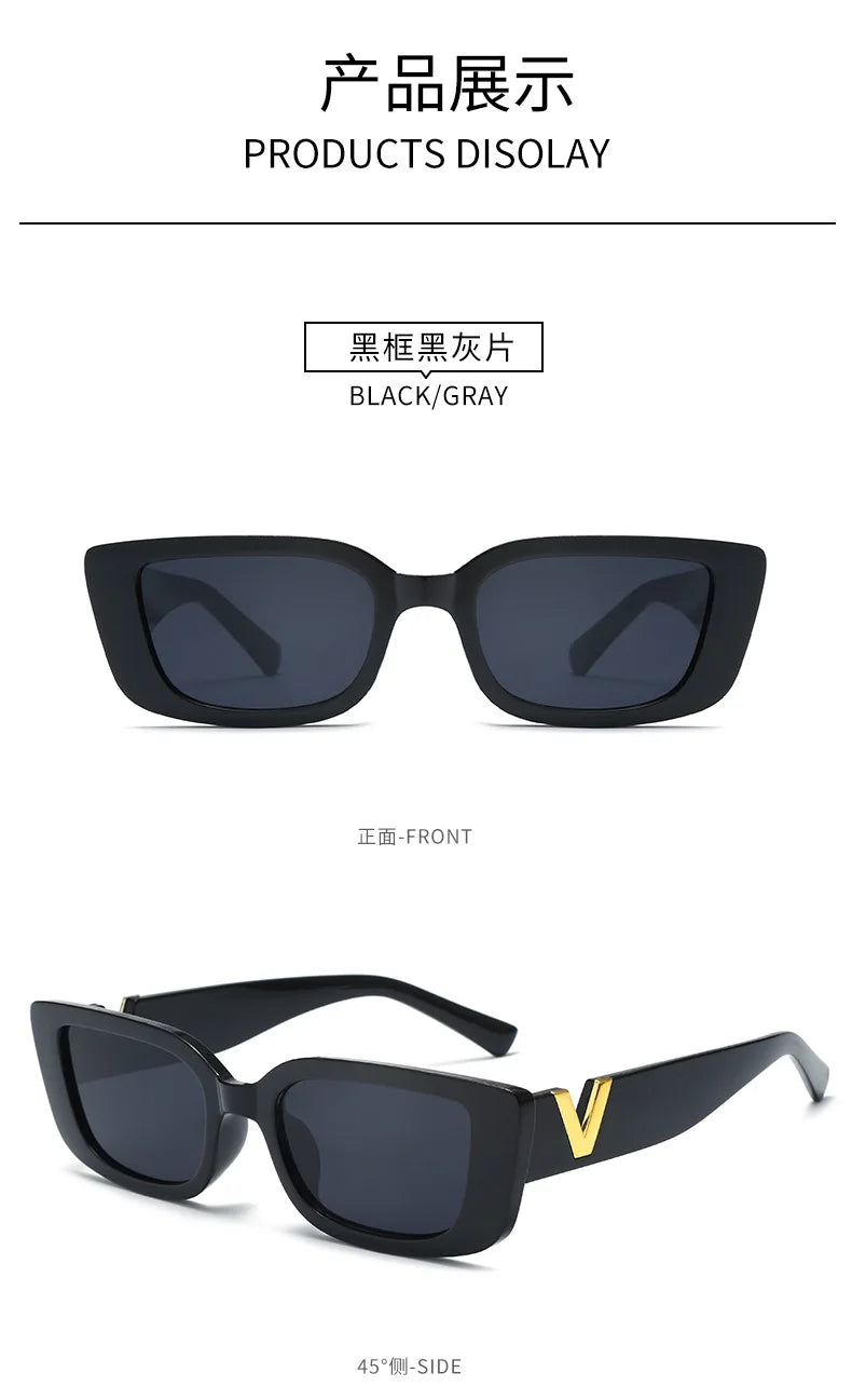 New Small Frame V-Shaped Fashion Sunglasses Women's Brand Designer Square Sun Glasses Women Outdoor Leisure Eyewear UV400