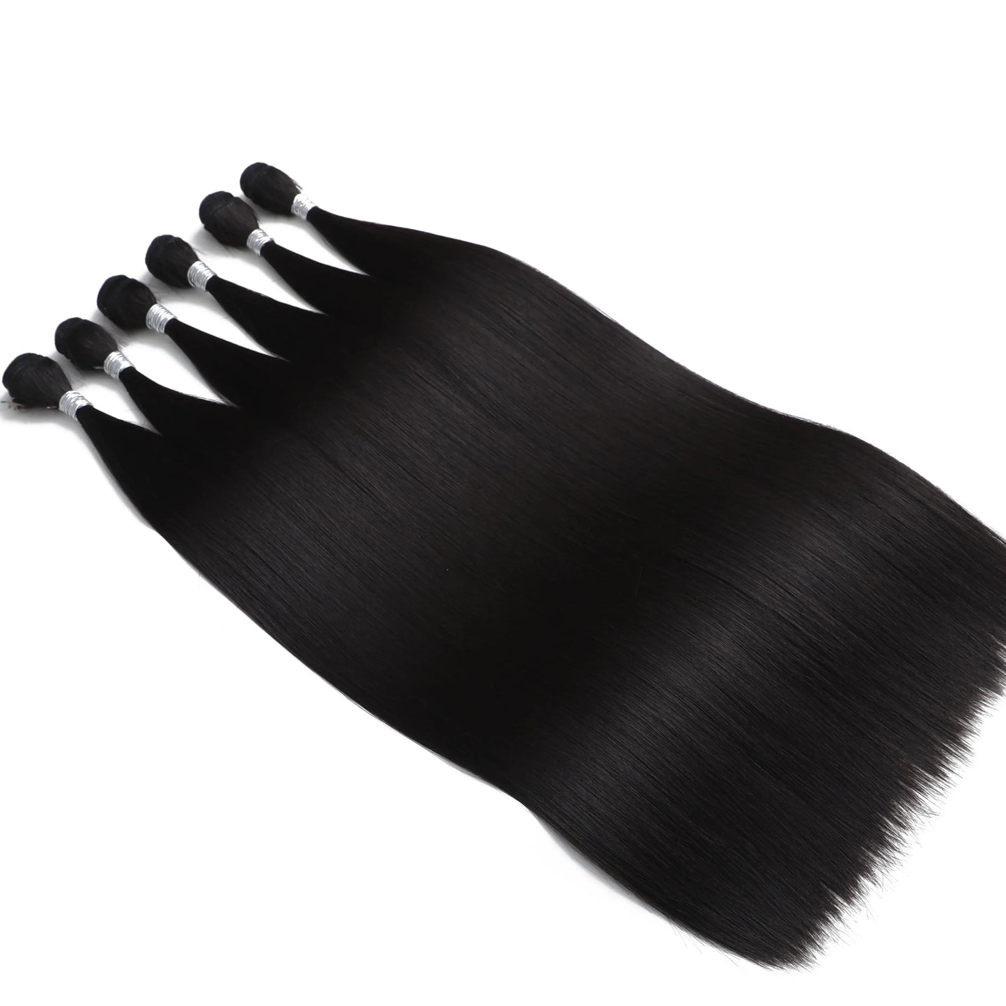 Synthetic Dark Brown Bundles Straight Hair Extensions Bundles Hair 22/26/30 Inches for Women Long Weave Hair Gold Heat Resistant