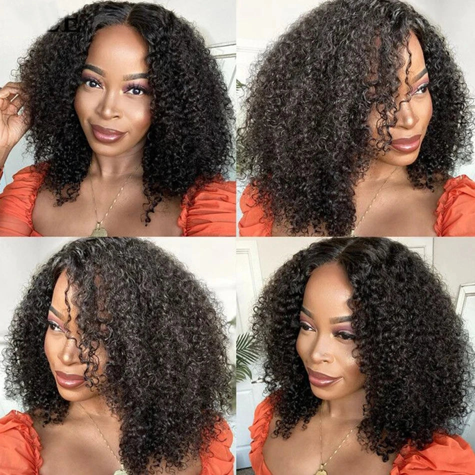 Mongolian Kinky Curly Wig Human Hair 13x4 Curly Lace Front Human Hair Wigs Kinky Curly Lace Closure Wig For Women 180 Density