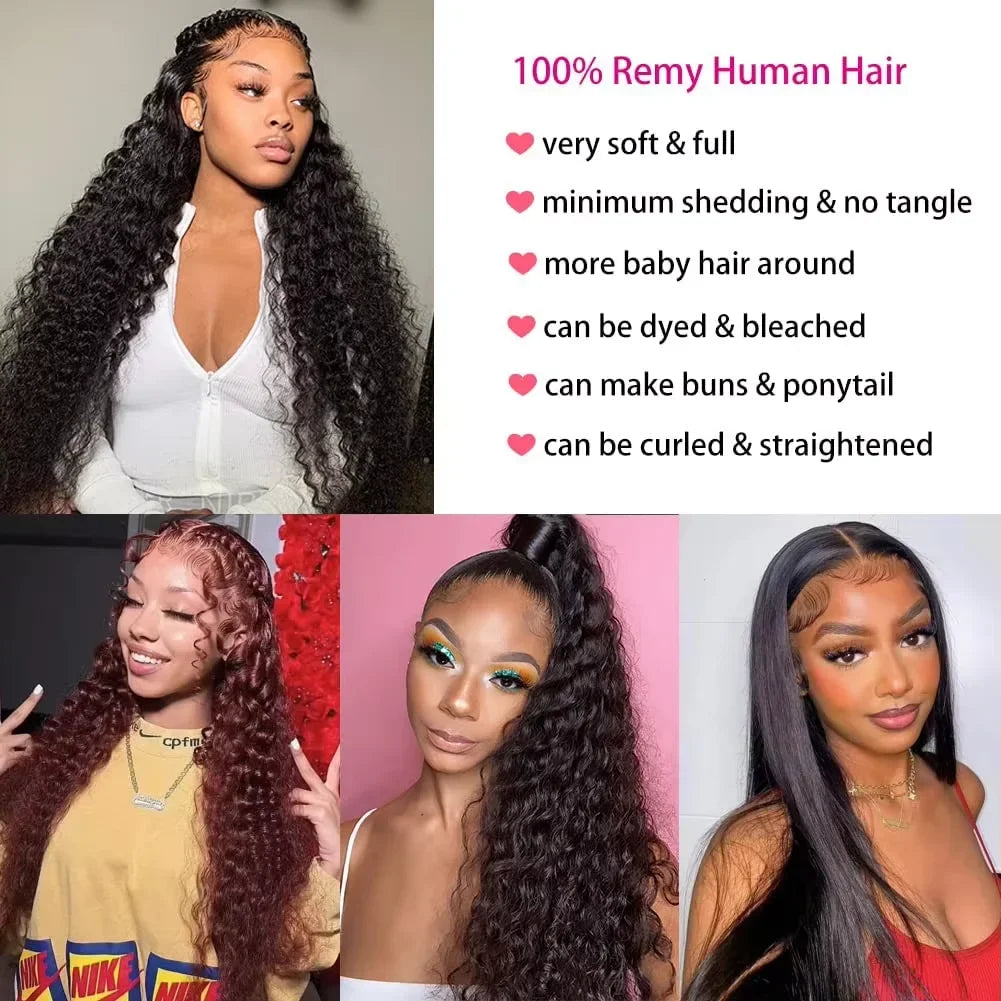 200% Density Loose Deep Wave Hd Transparent Lace Front Wig For Women 30 36 Inch 13x6 Brazilian Curly Human Hair Lace Frontal Wig