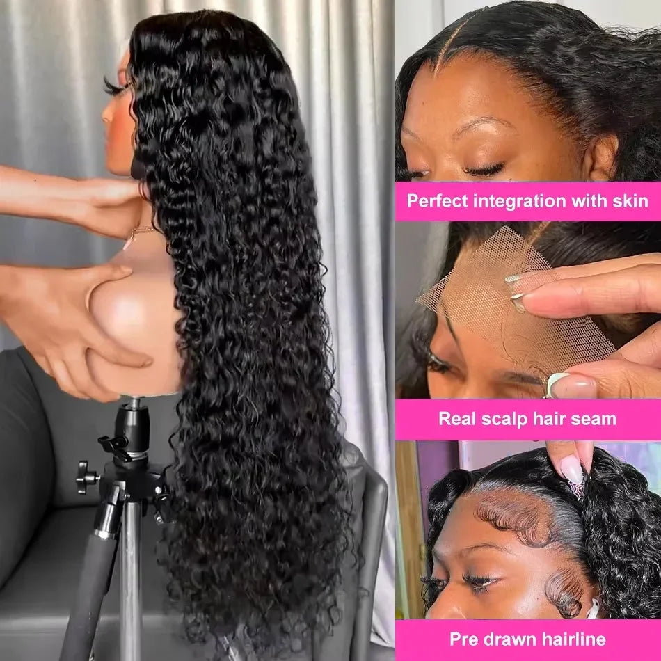 200% Density Loose Deep Wave Hd Transparent Lace Front Wig For Women 30 36 Inch 13x6 Brazilian Curly Human Hair Lace Frontal Wig