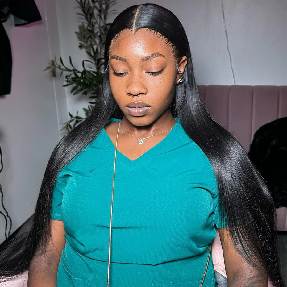 Pre Plucked M-Shaped Hairline Lace Front Human Hair Wigs 13x4 13x6 Transparent Lace Frontal Wig Widow's Peak Raw Vietnamese Hair
