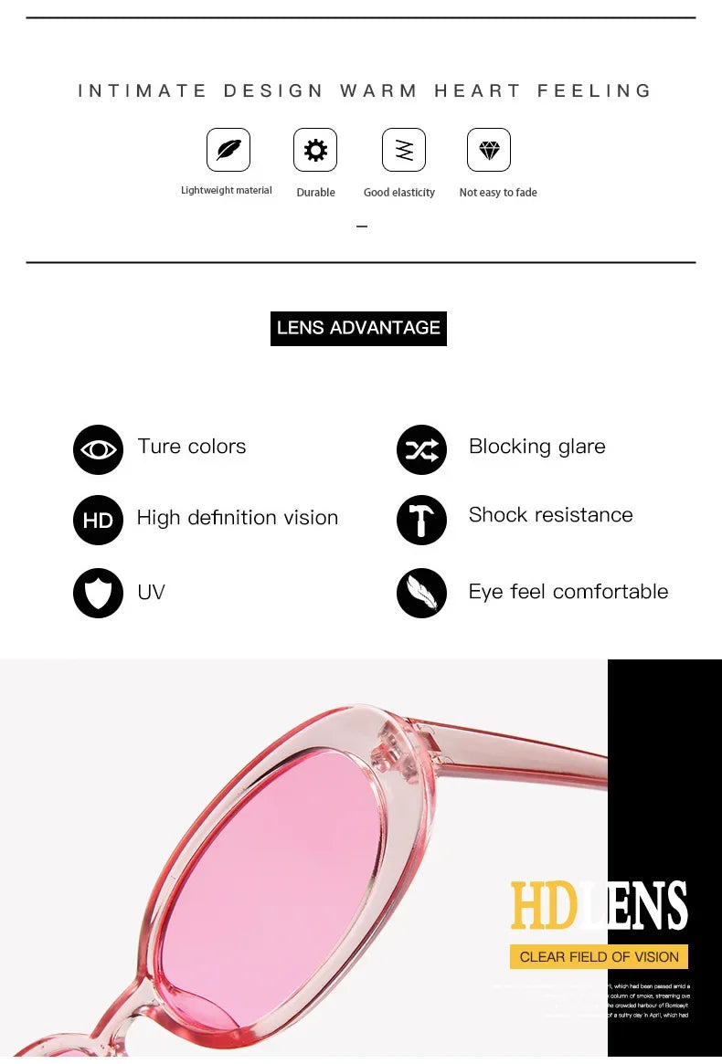 Vintage Oval Sunglasses Women Luxury Brand Designer Small Oval Sun Glasses Retro Black Red Glasses ladies Goggle