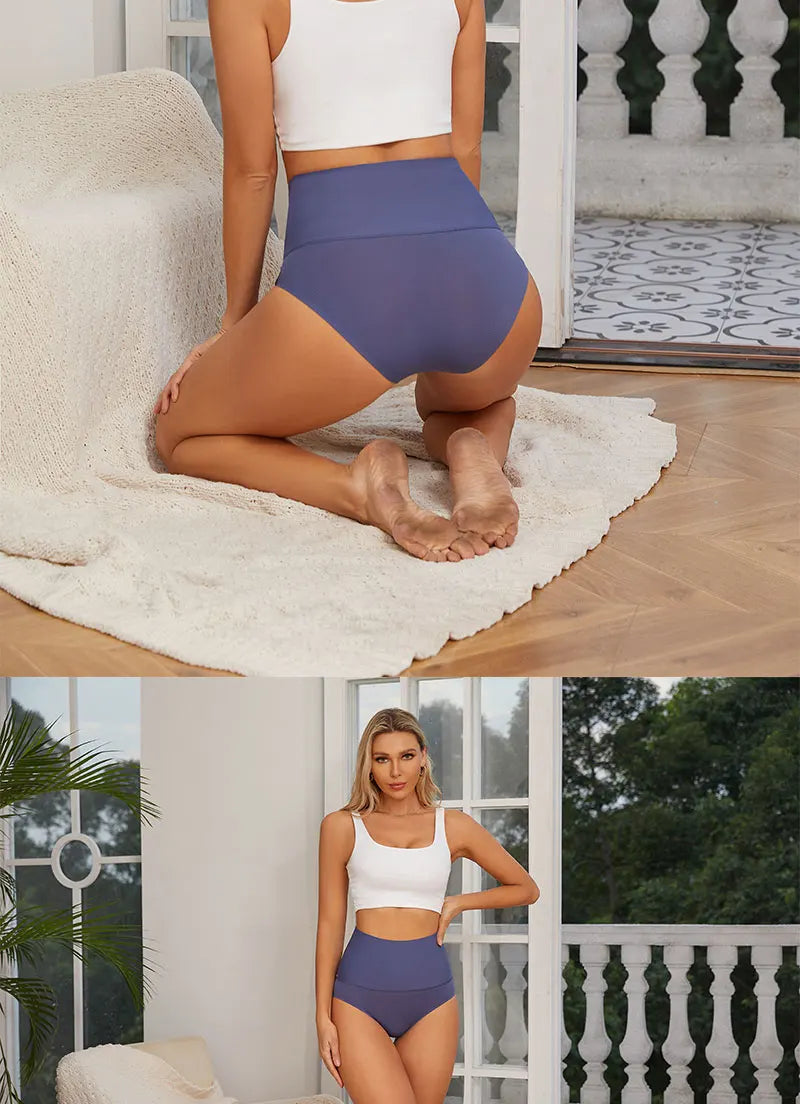 FINETOO Plus Size Breathable Underwear Seamless High Waist Panties Women's Abdomen Hip Lift Briefs Body Shaping Lingerie Pants