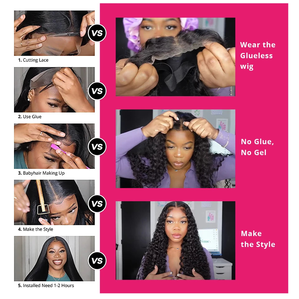 10-34 Inch 4C Edges Baby Hair Lace Wigs Brazilian Curly Human Hair Wig 13x4 Lace Frontal Wigs For Women KInky Curly Glueless Wig