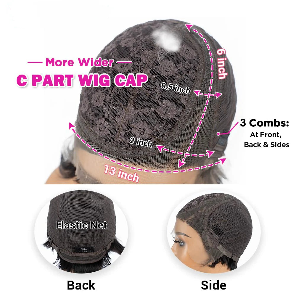 Pixie Cut 13x4 Transparent Lace Front Wigs For Women Short Bob Wig Brazilian Straight hd Lace Frontal Human Hair Wig 200 Density