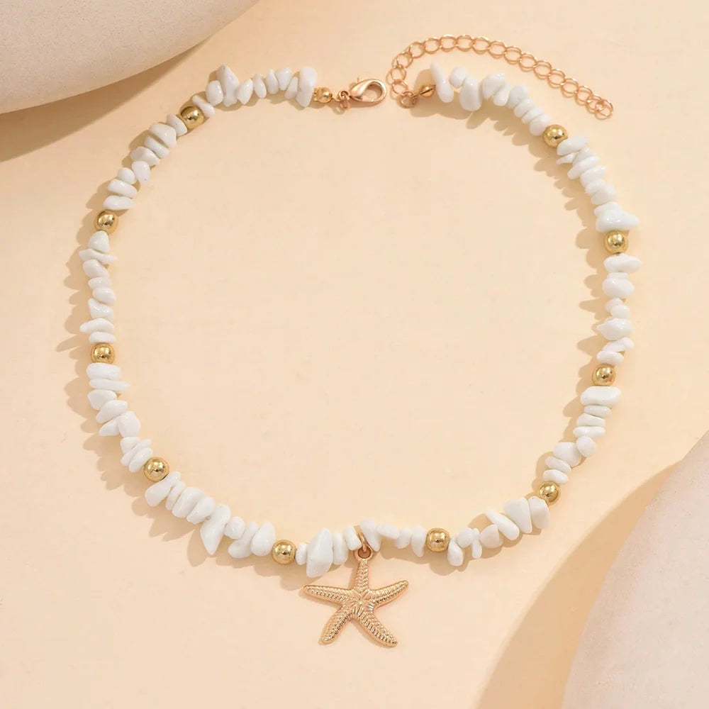 Fashionable Natural Seashell Beaded Necklace Shell Pendant Ocean Inspired Jewelry Choker Suitable For Women Holiday Party Daily